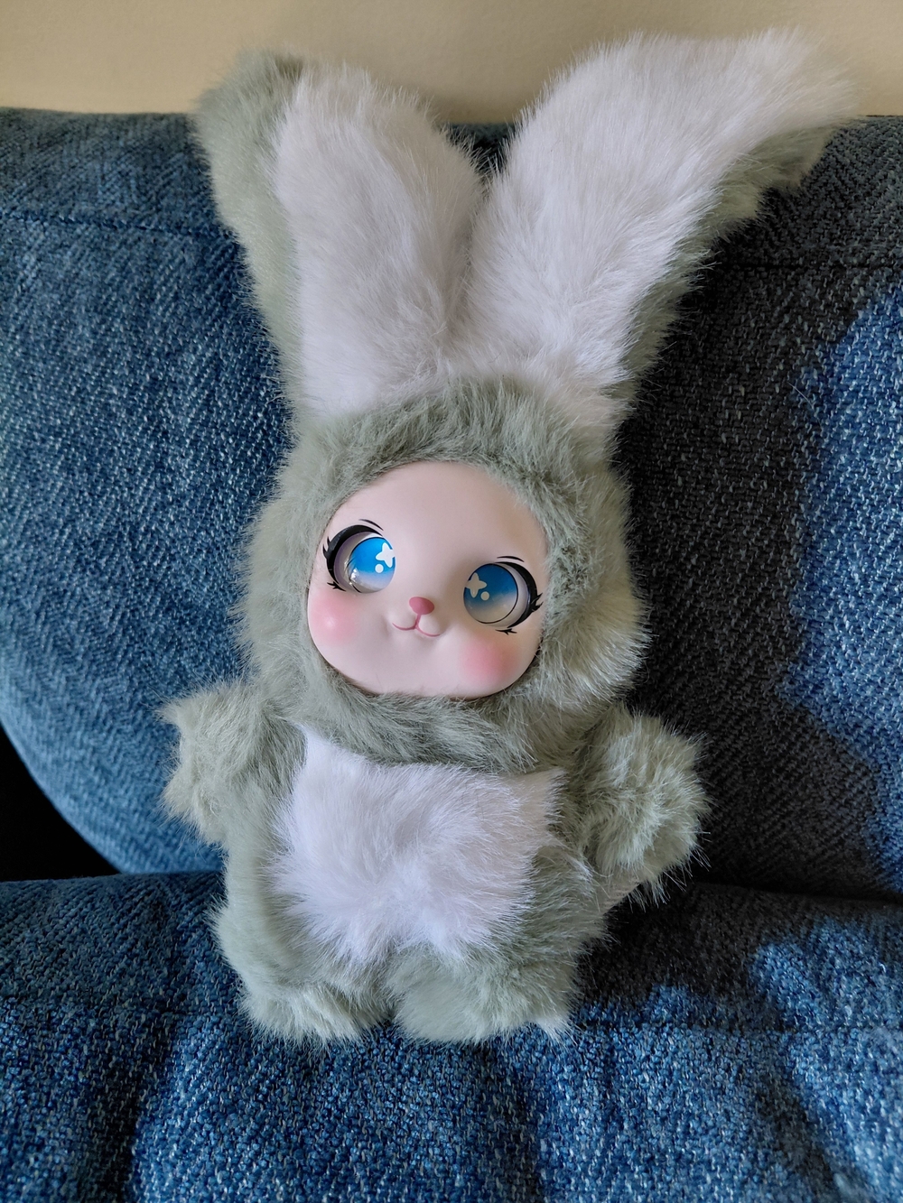 Plush Bunny Costume Doll – Green and White